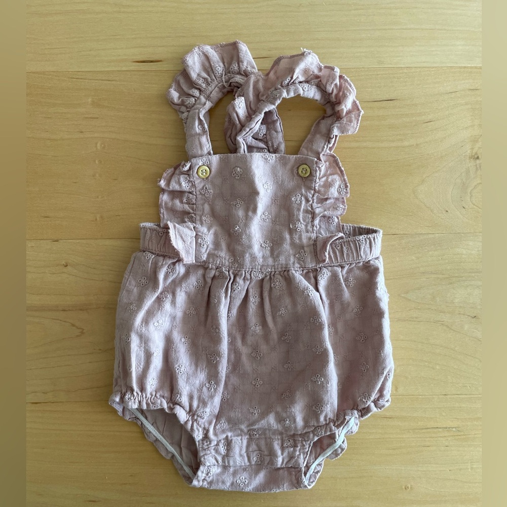H&M Dusty Pink Eyelet Ruffle Romper